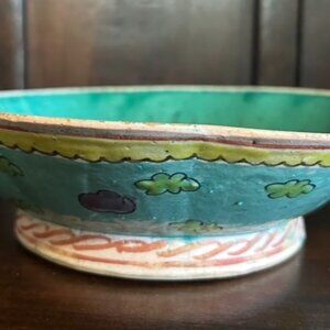 Antique Qing Chinese Octagonal 8 3/8" Pedestal Bowl